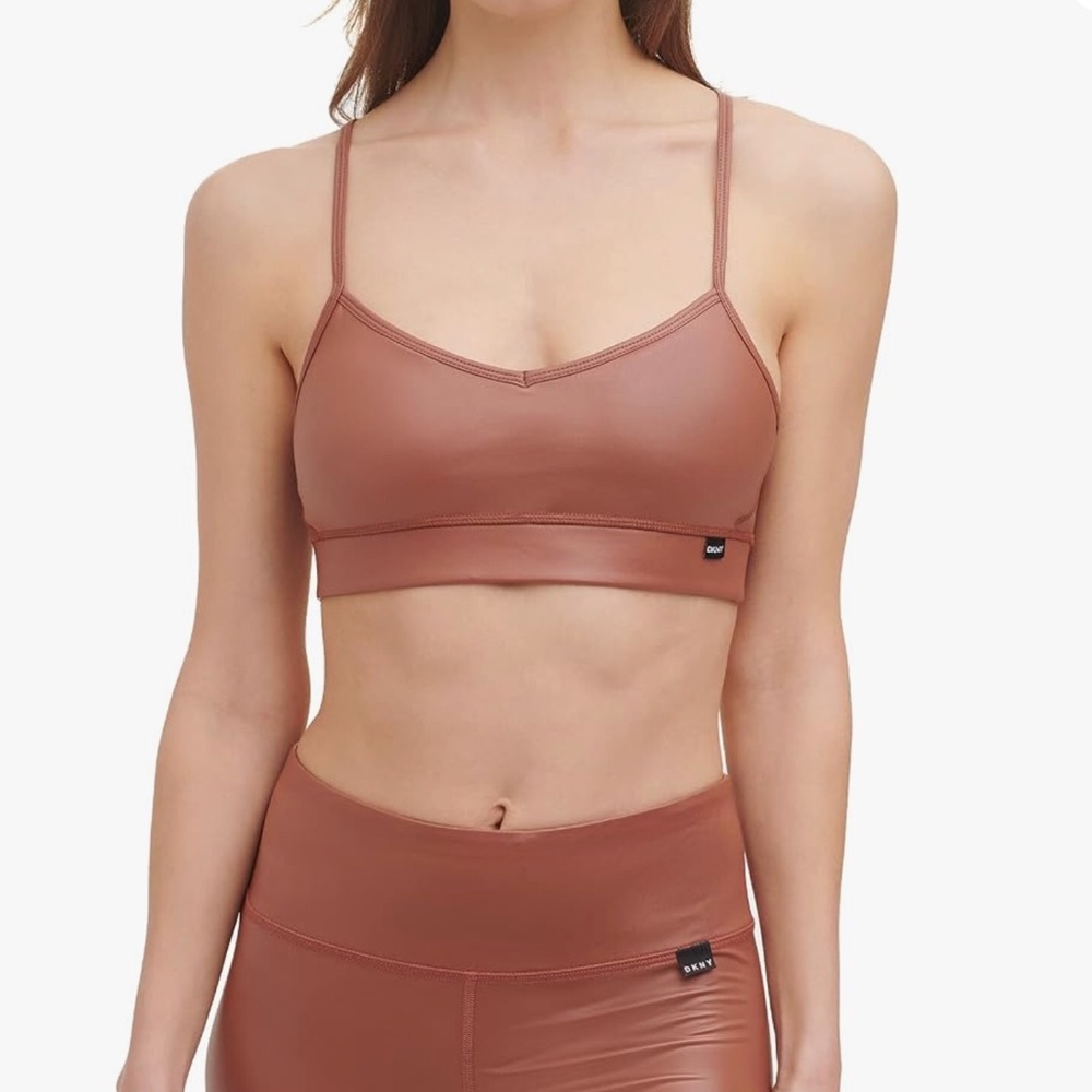Dkny Mauve-Taupe Thin-Strap Sports Bralette